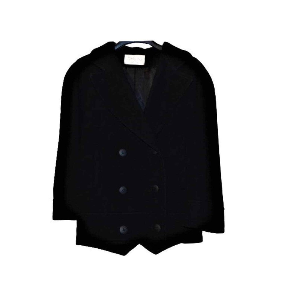 1960s MCM 100% Wool R. Hennig Double-Breasted Black Pea Coat